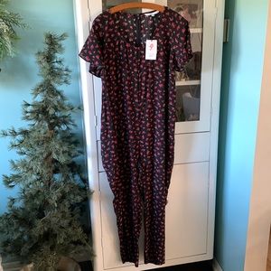 The Nines by Hatch maternity sz L black floral jumpsuit nwt